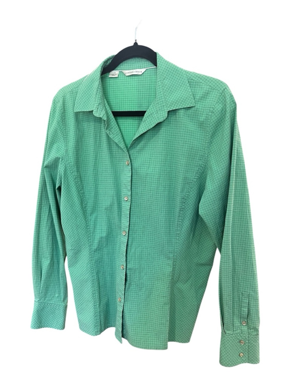 Cutter & Buck Women's Mint Green Micro-Check Button-Down Shirt